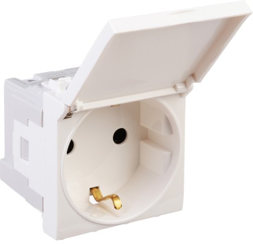 Розетка с заземлением модульная DKC Avanti 1-м. 2 мод. крышка шторки белое облако картинка